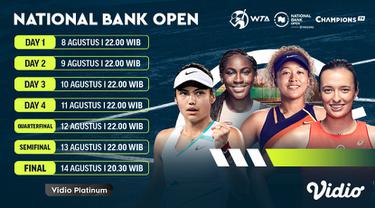 Nonton Siaran Langsung WTA 1000 National Bank Open 2022 di Vidio, Mulai 8-14 Agustus 2022