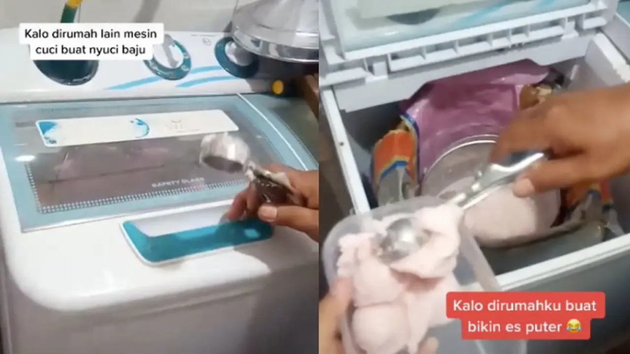 Viral Video Membuat Es Puter Pakai Mesin Cuci, Bikin Geleng Kepala