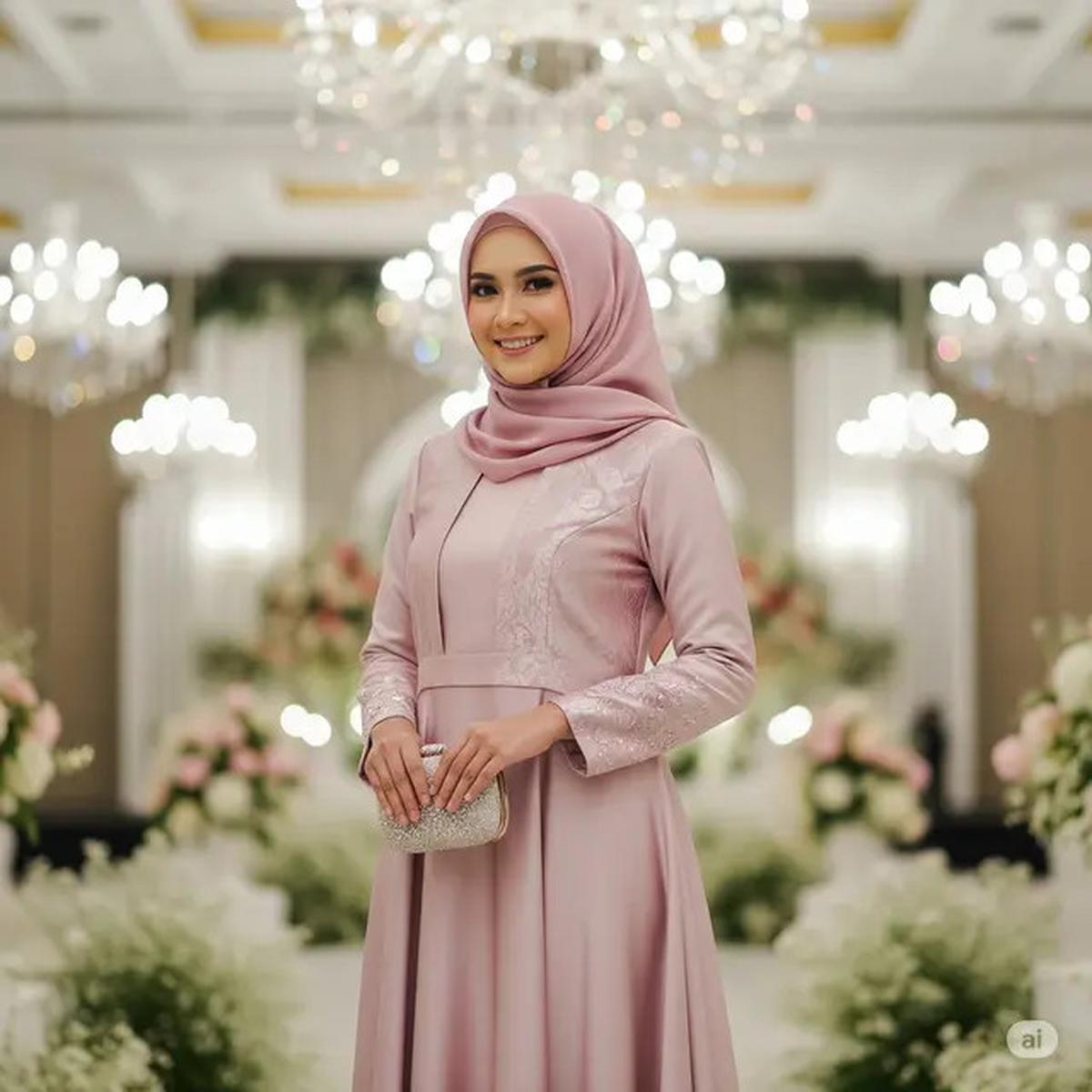 5 Gamis Brokat Pesta Pernikahan Terbaik 2025, Tampil Elegan, Glamour, dan Berkelas