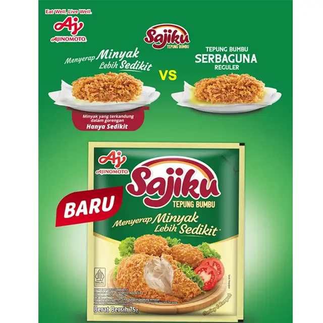 Sajiku® Tepung Bumbu Menyerap Minyak Lebih Sedikit