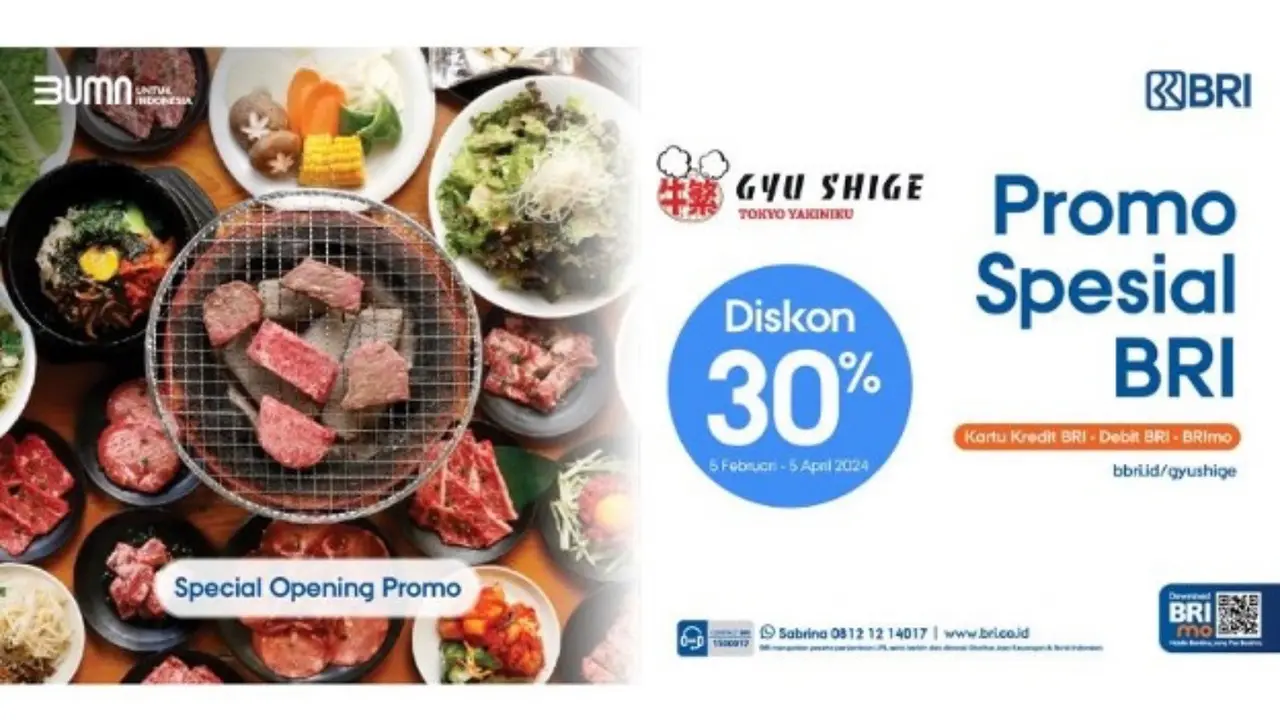 Ada Promo Spesial BRI Diskon 30 Persen, Nikmati Sensasi Memanggang Daging Sendiri ala Yakiniku di Gyu-Shige