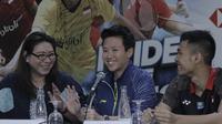 Pebulutangkis Indonesia, Liliyana Natsir, memberikan keterangan saat jumpa pers di hotel Sultan, Jakarta, Senin, (2/7/2018). Blibli Indonesia Open 2018 akan berlangsung pada 3-8 Juli 2018 di Istora Senayan, Jakarta. (Bola.com/M Iqbal Ichsan)