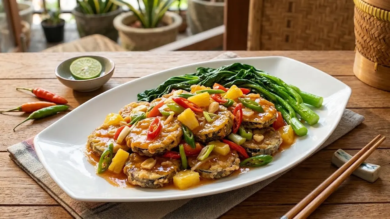 Resep Terong Krispi Saus Asam Manis Nanas
