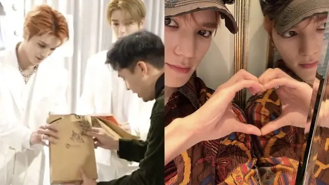 Jerome memberikan hadiah dan Taeyong menggunakan batik dari Jerome.