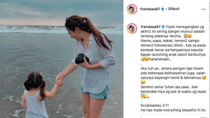 Kerap Didesak untuk Tambah Momongan, Franda Akui Miliki Kekhawatiran. (instagram.com/frandaaa87)