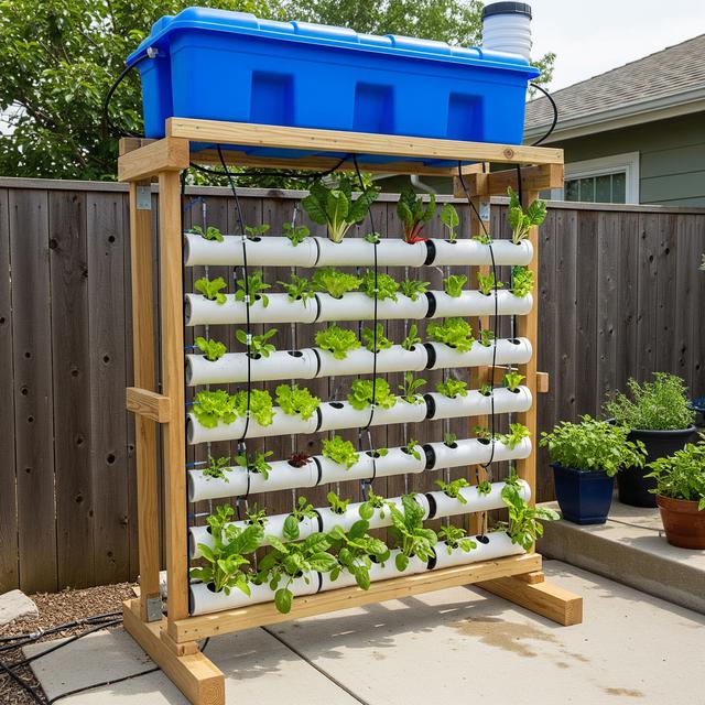 Rak Vertikal dari Pipa PVC untuk Kebun Sayur di Rumah Sempit (Image by Gemini AI)