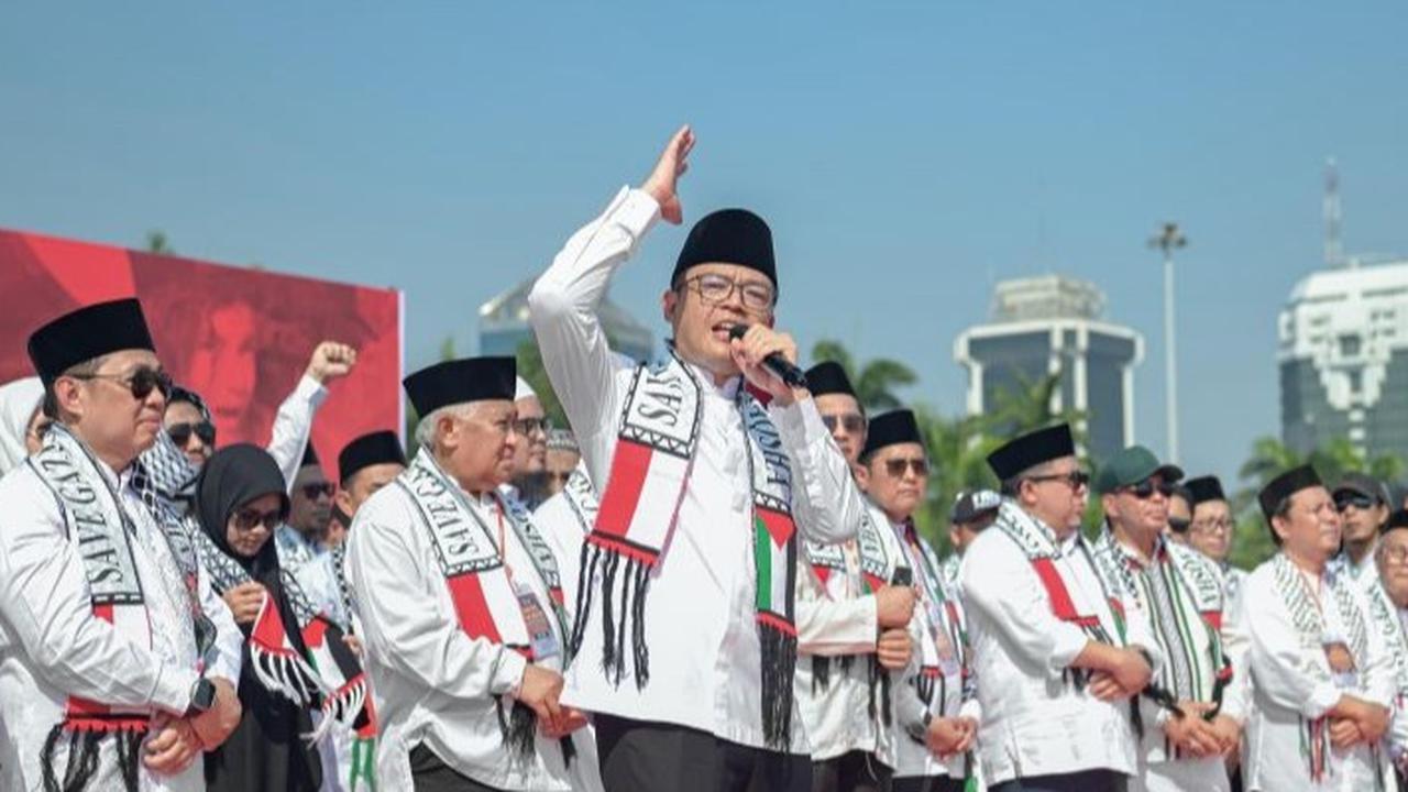 VIDEO: Mengguncang Monas! Menlu Sugiono Berapi-api Teriak Merdeka Pidato Aksi Bela Palestina