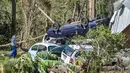 Sejumlah kendaraan terlihat hancur setelah banjir yang disebabkan oleh topan mematikan di Mucum, negara bagian Rio Grande do Sul, Brasil, Rabu, 6 September 2023. (AP Photo/Wesley Santos)