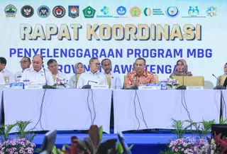 Pelaksanaan Rakor MBG Rapat Koordinasi Penyelenggaraan Program MBG di Provinsi Jawa Tengah. (Liputan6.com/ Felek Wahyu)