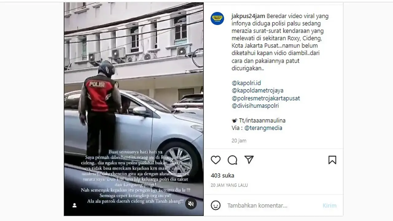 Video viral polisi gadungan di Roxy Cideng Jakpus