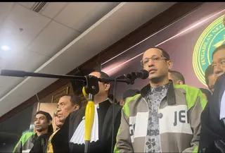 Nadiem Makarim usai menjalani sidang pleidoi di Pengadilan Tipikor Jakarta. (Liputan6.com/Muhammad Radityo)