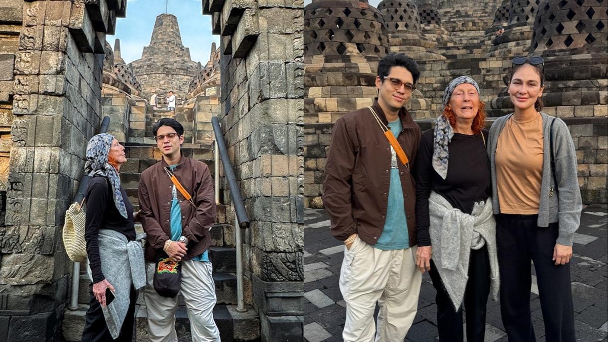 6 Potret Kedekatan Maxime dan Mertua, Tampil Akrab Bersama Luna Maya di Borobudur