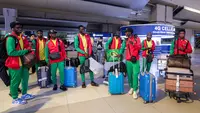 Pemain Timnas Burkina Faso U-17 saat tiba di Terminal 3 Bandara Soekarno Hatta, Tangerang, Banten, Rabu (1/11/2023). Burkina Faso tergabung di Grup E Piala Dunia U-17 2023 dan akan bersaing dengan Prancis, Korea Selatan, dan Amerika Serikat. (Bola.com/Bagaskara Lazuardi)
