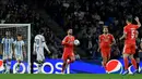 Kemenangan tersebut mengantarkan Real Sociedad ke puncak klasemen sementara Grup D dengan poin 10 dari empat laga, hasil tiga kemenangan sekali imbang. (AP Photo/Alvaro Barrientos)