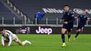 Striker Lazio, Joaquin Correa melakukan selebrasi usai mencetak gol ke gawang Juventus dalam laga lanjutan Liga Italia 2020/21 di Allianz Stadium, Turin, Sabtu (6/3/2021). Lazio kalah 1-3 dari Juventus. (AFP/Miguel Medina)