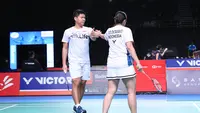 Ganda campuran Indonesia, Praveen Jordan/Melati Daeva Oktavianti, tampil pada Australia Open 2023 Quay Centre, Sydney Olympic Park, Sydney, Rabu (2/8/2023). (Bola.com/PBSI)