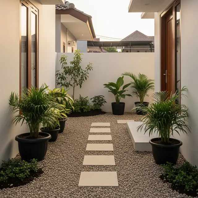 6 Inspirasi Taman Samping Rumah yang Cantik Tanpa Perlu Perawatan Harian