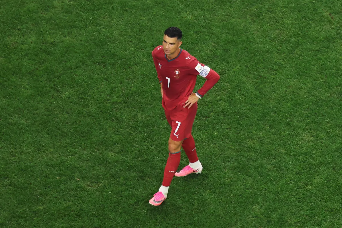Ekspresi kekecewaan Cristiano Ronaldo usai Portugal kalah dari Spanyol di 16 besar Piala Dunia 2026