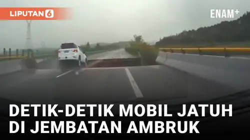 VIDEO: Dampak Banjir China, Mobil Jatuh di Lubang Jembatan yang Amblas