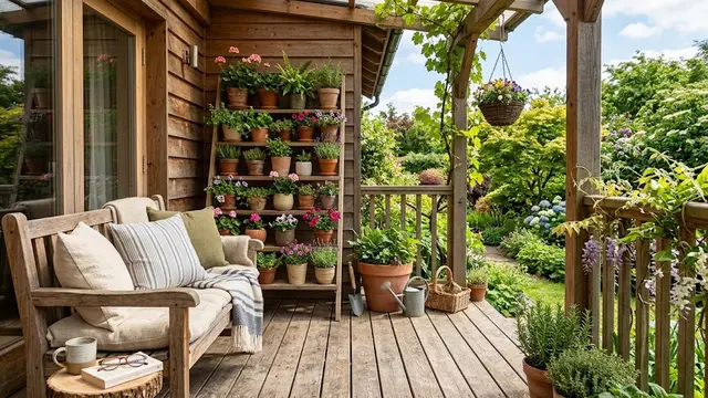 Model Teras Rumah Nyaman untuk Bersantai dan Berkebun/AI Generated