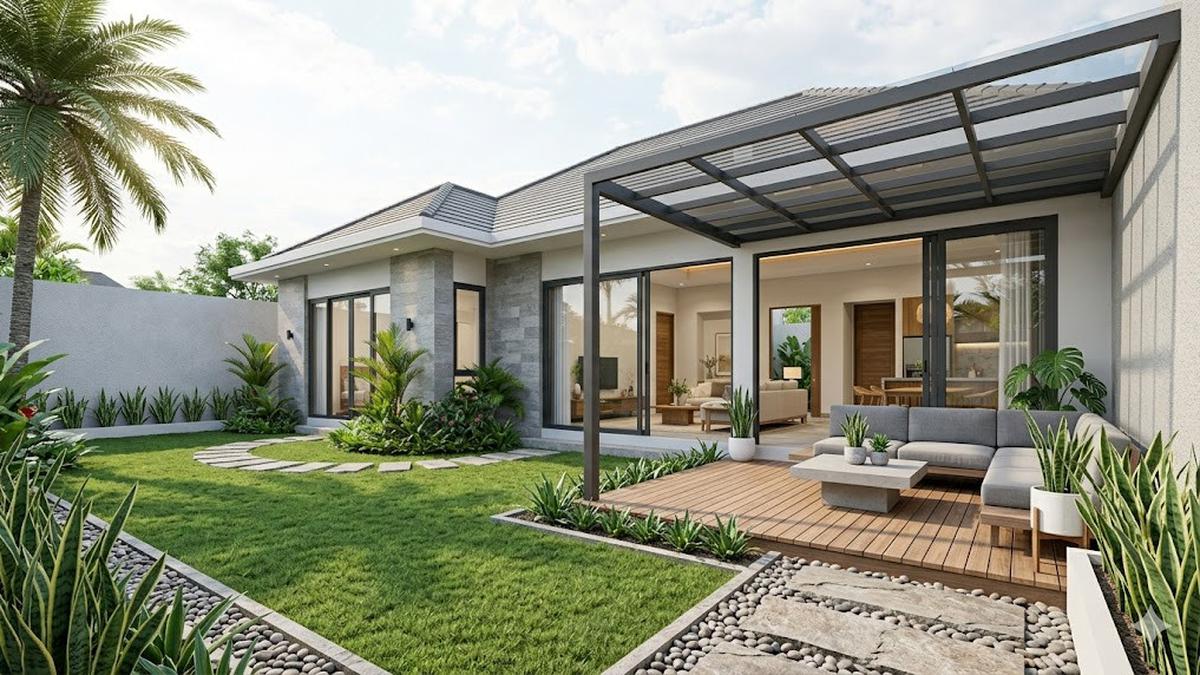 9 Ide Rumah 1 Lantai dengan Halaman Belakang Luas, Cocok untuk Keluarga Modern