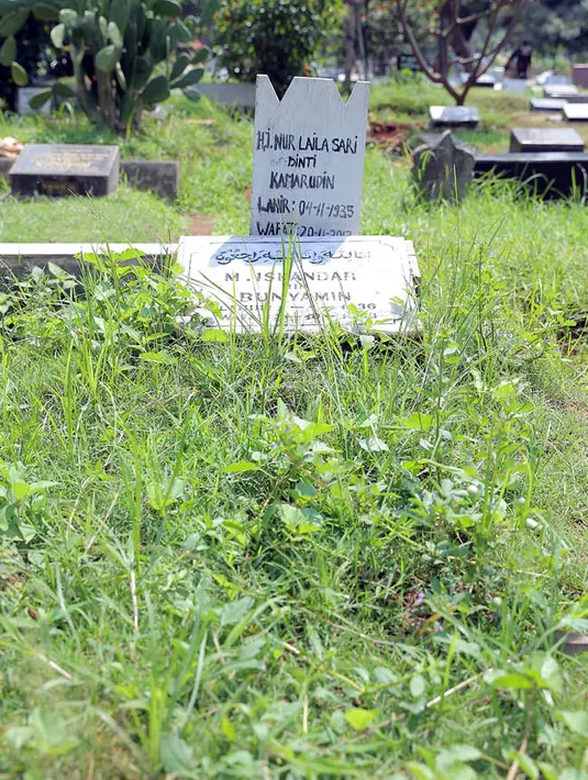 "Dulu yang bayar biaya perawatan makam (almarhum suami) kan Lailanya sendiri,” lanjut penjaga makam. (Deki Prayoga/Bintang.com)