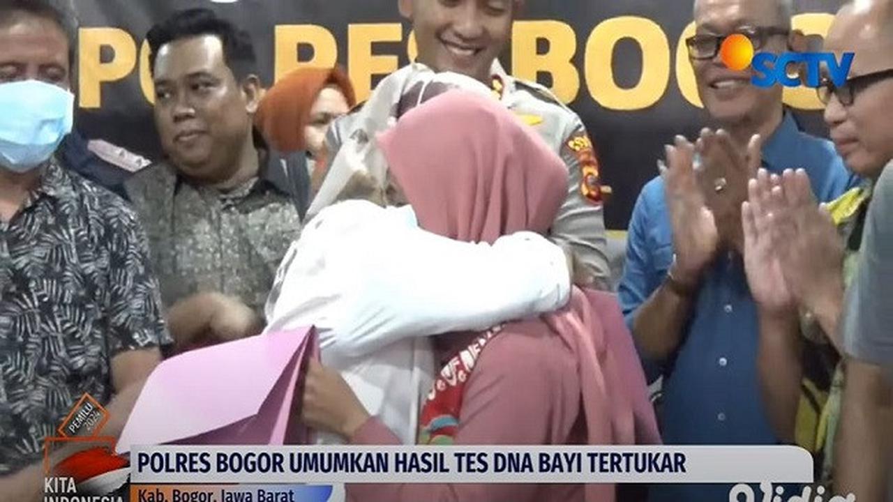 Momen haru terjadi saat Siti Mauliah dan D yang bayinya tertukar dihadirkan sebelum pengumuman hasil tes DNA oleh Kapolres Bogor, AKBP Rio Wahyu Anggoro.