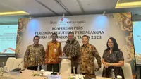 Konferensi pers peresmian penutupan perdagangan BEI Tahun 2023, Jumat (29/12/2023). (Foto: Liputan6.com/Elga N)