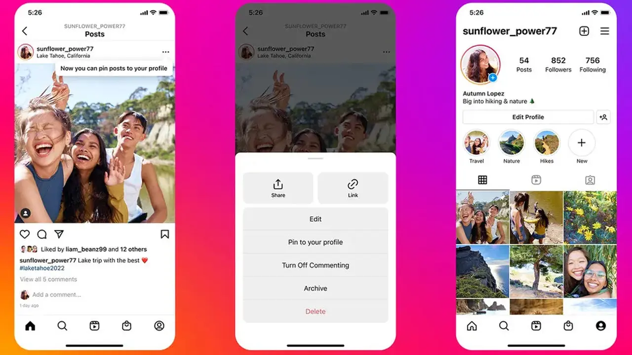 Fitur pin di Instagram