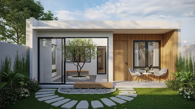 Contoh Rumah 5x6 Meter dengan Taman Kecil untuk Pasangan Muda/Gemini AI