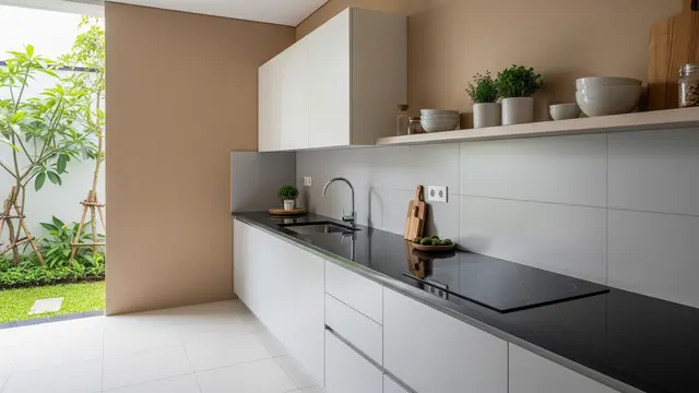 Model Dapur Terbuka Menempel Tembok Belakang