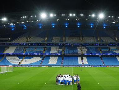 Real Madrid akan melakoni laga sengit pada leg 2 babak 16 besar Liga Champions 2026 melawan Manchester City. (AP Photo/PA/Martin Rickett)