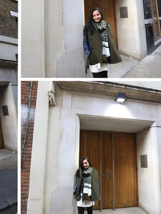 Mengunggah foto dirinya yang sedang berdiri di depan sebuah bangunan, Nagita mengenalkan tempat tinggalnya saat bersekolah di London. (Instagram/raffinagita1717)