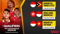 Nonton Live Streaming Timnas Indonesia U-20 Kualifikasi Piala AFC U-20 di Vidio 14 sampai 18 September 2022