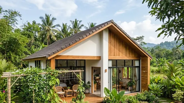 Rumah Atap Pelana dengan Jendela Besar