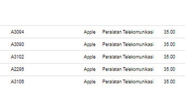 Tangkapan layar situs TKDN Kemenperin tentang kehadiran iPhone 15 di Indonesia (Liputan6.com/Giovani Dio Prasasti)