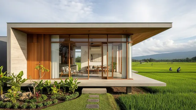 Rumah Sederhana di Desa dengan Pemandangan Sawah