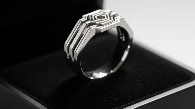 Cincin Palladium dengan Detail Geometris