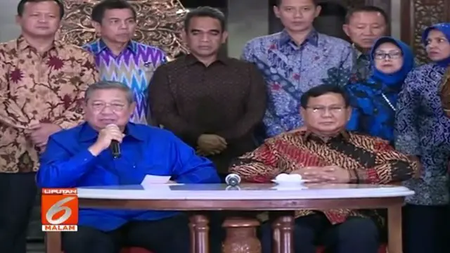 Ketua Umum Partai Demokrat Susilo Bambang Yudhoyono (SBY) bertemu Ketua Umum Partai Gerindra Prabowo Subianto di Puri Cikeas, Bogor.