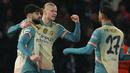 Tiga menit kemudian atau pada menit ke-53, keunggulan Manchester City bertambah lewat aksi Erling Haaland. (Franck FIFE/AFP)