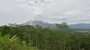 Gunung Semeru terlihat di desa Sumberwuluh di Lumajang, Provinsi Jawa Timur, Selasa (7/12/2021). Gunung Semeru Pada Selasa (7/12/2021) pagi masih mengeluarkan material vulkanik erlihat dari Kabupaten Lumajang, Provinsi Jawa Timur. (AFP/Adek Berry)