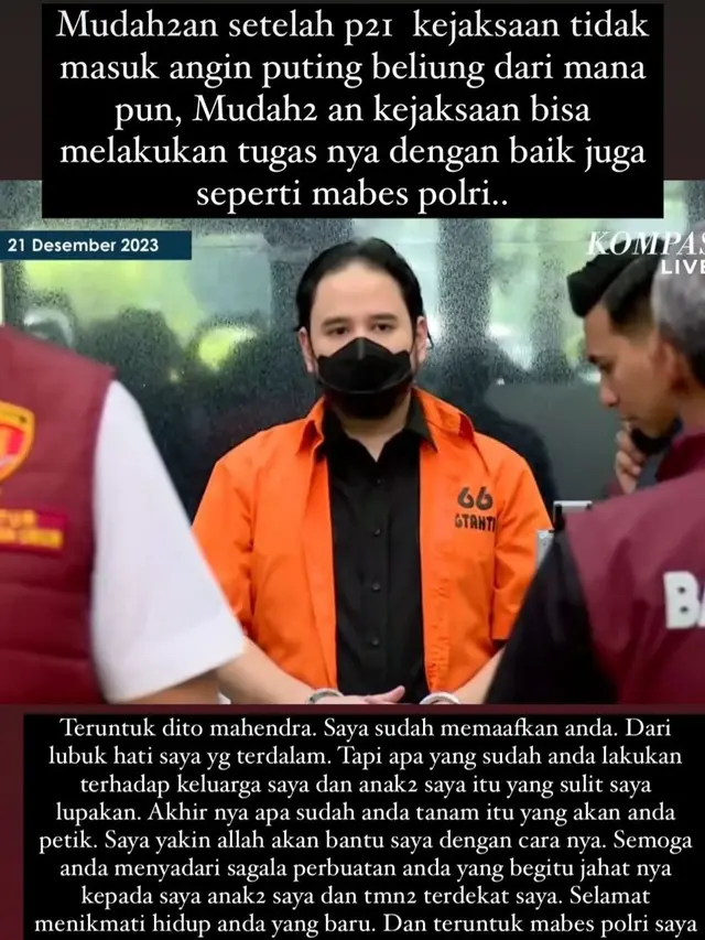 Unggahan Nikita Mirzani soal Dito Mahendra. (Foto: Dok. Instagram @nikitamirzanimawardi_172)
