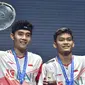 Gelar All England 2022 merupakan gelar kedua Muhammad Shohibul Fikri/Bagas Maulana sepanjang karier mereka. Gelar pertama didapat pada turnamen Hyderabad Open 2019. (AP/Rui Vieira)