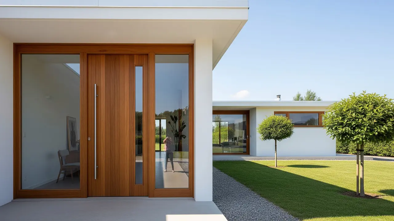 Gambar Rumah Pintu Kayu Jati Minimalis/Gemini AI