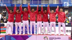 Tim beregu putra sepak takraw nomor kuadrant menyumbang emas ke 31 bagi kontingen Indonesia. emas diperoleh setelah mengalahkan tim Jepang