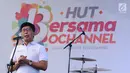 Dirut O Channel, Sutanto Hartono memberi sambutan pada perayaan HUT Bersama Bersama O Channel dengan Jalasenastri TNI AL di Stadion Bola Mini Pasmar 2, Cilandak, Jakarta, Minggu (20/8). (Liputan6.com/Helmi Fithriansyah)