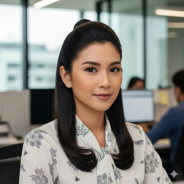 Model Rambut Lurus Rapi untuk Ibu-Ibu Kantoran