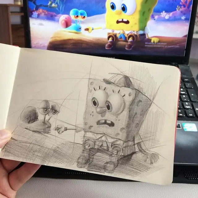 8 Lukisan Pensil Karakter Kartun Ini Unik Banget, Mirip dengan Gambar Aslinya