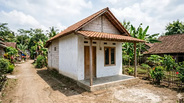 Desain Rumah 1 Lantai Atap Genteng Budget Rp50 Juta di Desa (Foto: Gemini AI)