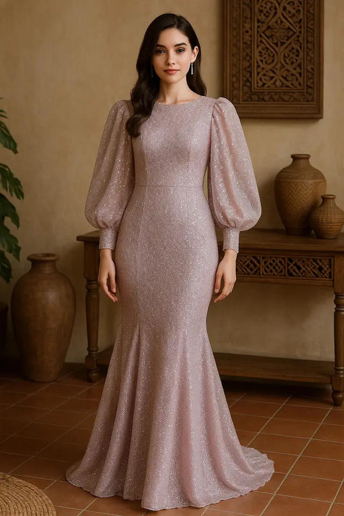 Trend Long Dress Brokat 2025 Warna Pastel dan Model Mermaid Lagi Naik Daun